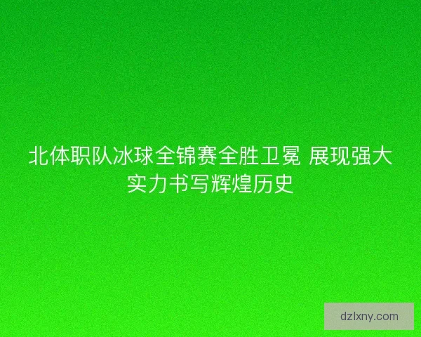 北体职队冰球全锦赛全胜卫冕 展现强大实力书写辉煌历史