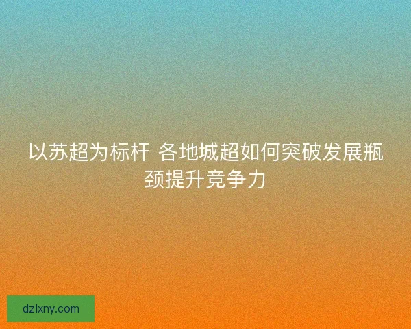 以苏超为标杆 各地城超如何突破发展瓶颈提升竞争力